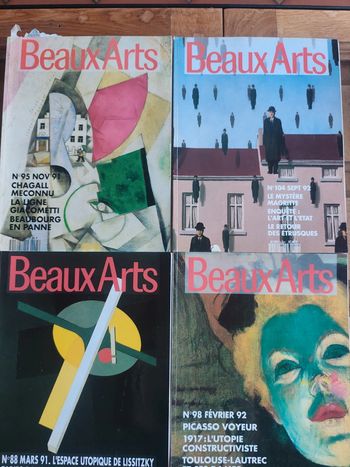 Lot de 4 magazines Beaux-Arts anciens Années 1991-1992 Collection vintage art et culture