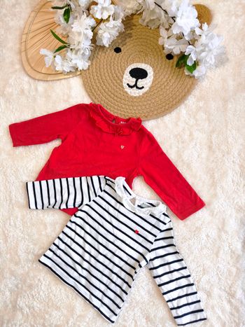  LOT TEE SHIRT MANCHES LONGUES KIABI ECO-CONCEPTION | 6 MOIS | DÉTAILS FROUFROUS