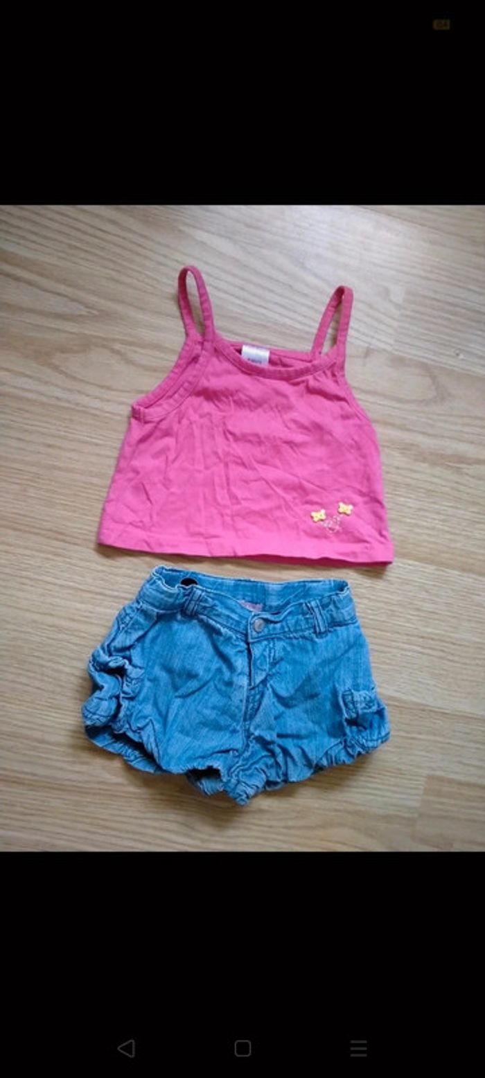 Lot de 2 ensembles short et débardeurs. Bébé 6 mois - photo numéro 3