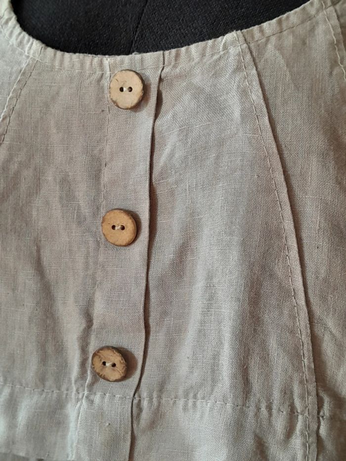 Robe en lin grise Longeur genoux col rond - photo numéro 8