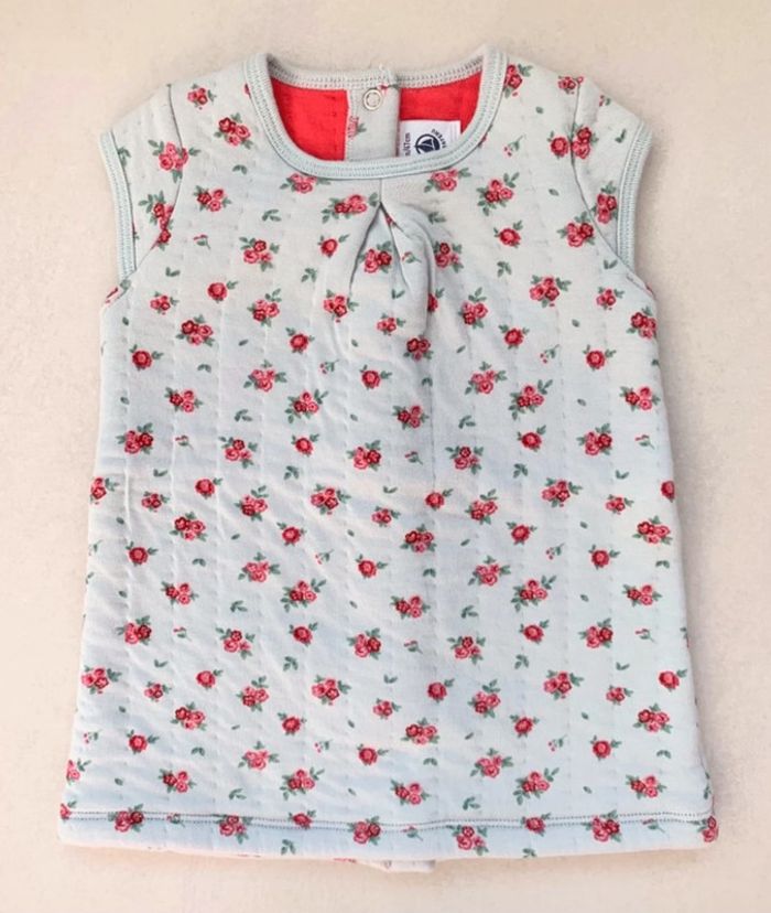 robe petit bateau matelassé fleurs liberty 6 mois neuve - photo numéro 4