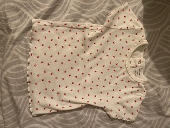 T shirt blanc côtelé cœur 18M