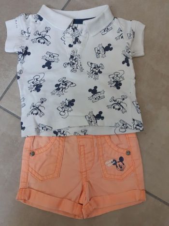 Ensemble Disney short + T-shirt 1 mois