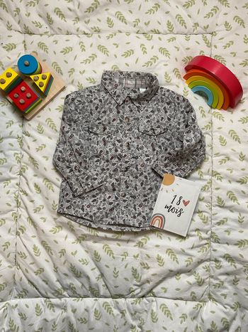 chemise à motifs manches longues gris 18 mois obaibi