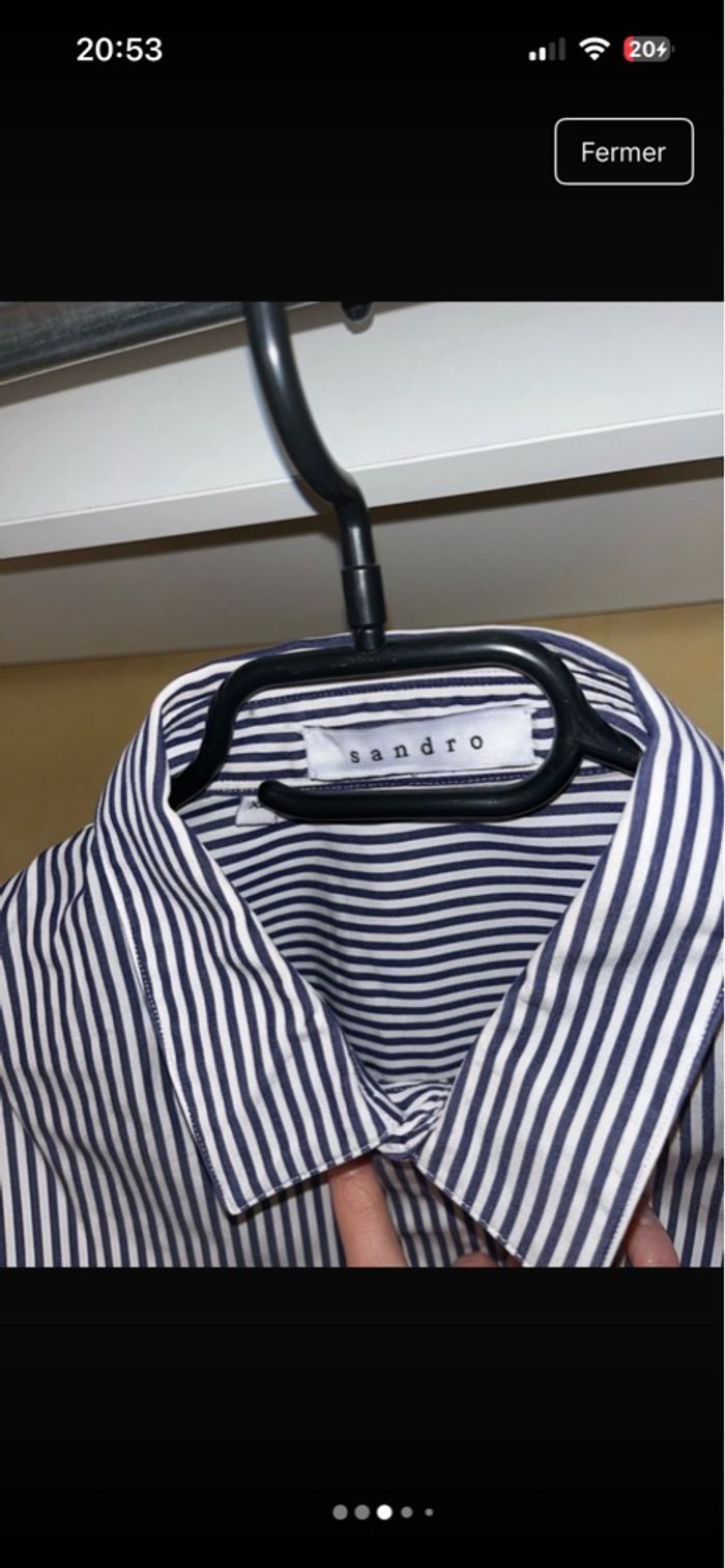 Chemise à bleu marine et blanche à rayures Sandro XS - photo numéro 4