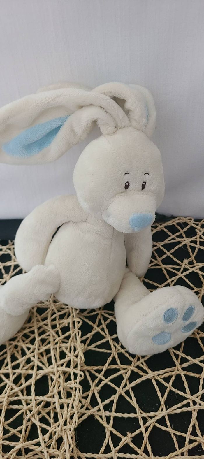 Peluche lapin KIMBALOO beige bleu La Halle - photo numéro 5