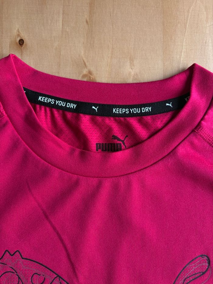 Tee shirt Puma fushia respirant logo noir – taille S - photo numéro 8