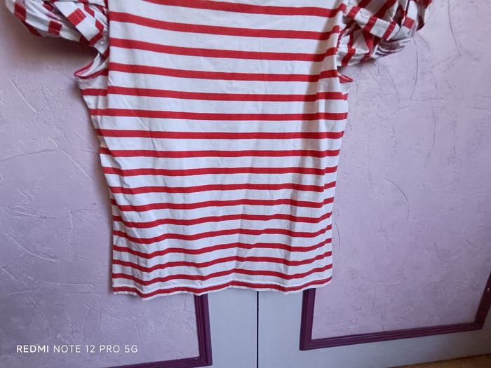 Tee-shirt rayé rouge- blanc T.42/44 - photo numéro 9