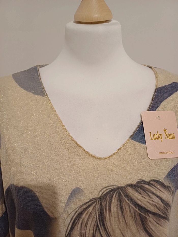 Sweat léger ample pailleté à motifs neuf Lucky Nana taille S/M/L 36/38/40 - photo numéro 2