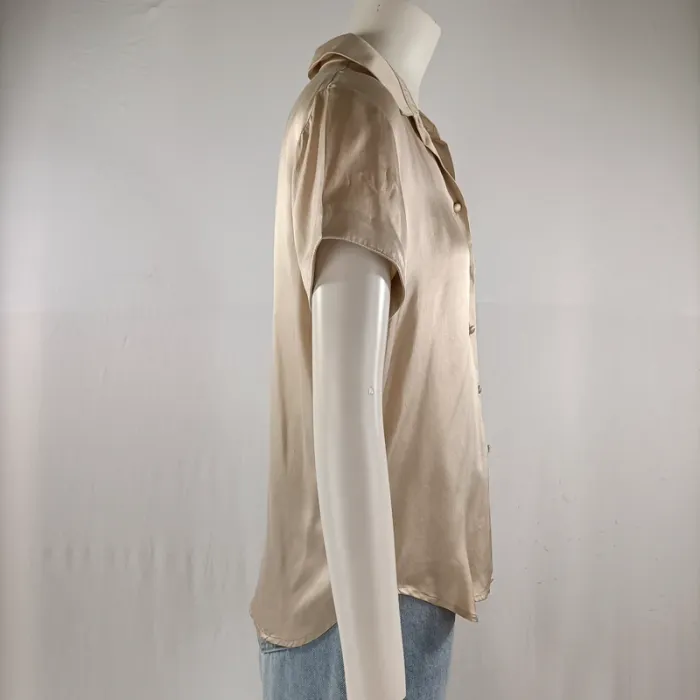 Chemise beige en 100 % soie Jones New York, manches courtes, fluide et légère, taille 36 A1203 - photo numéro 5