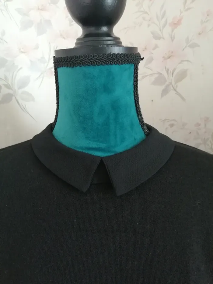 Pull fin noir avec col style chemise en crêpe et ouverture bouton / esmara / (42) - photo numéro 4