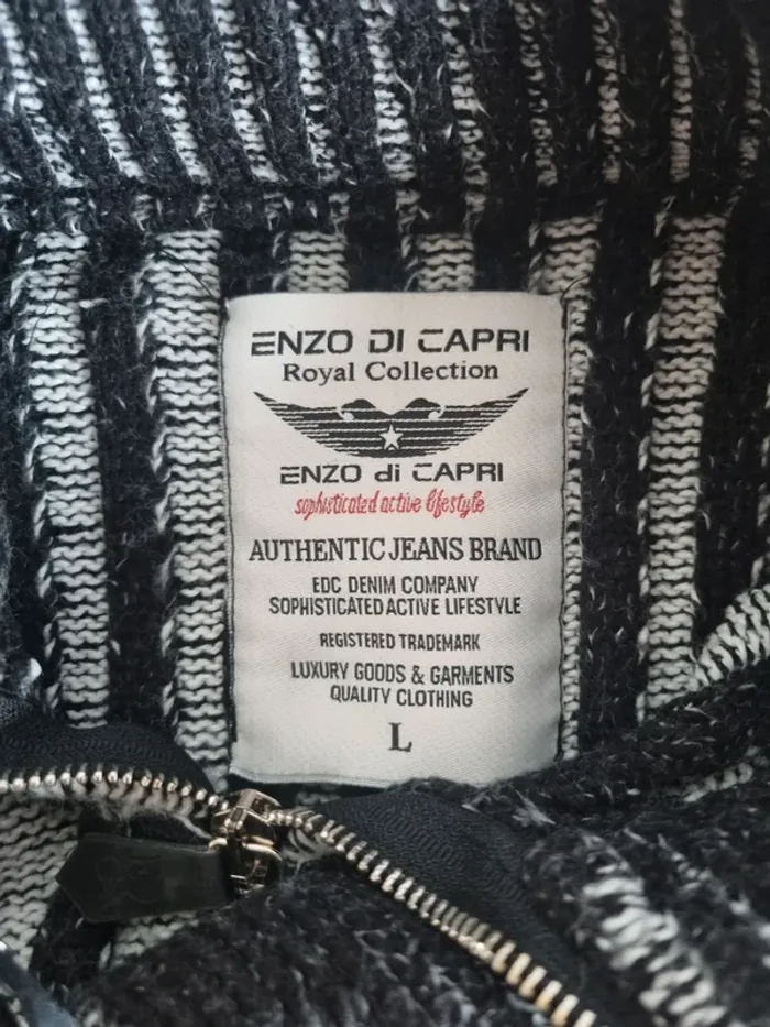 Pull noir et blanc Enzo di Carpi Homme Taille S - photo numéro 2