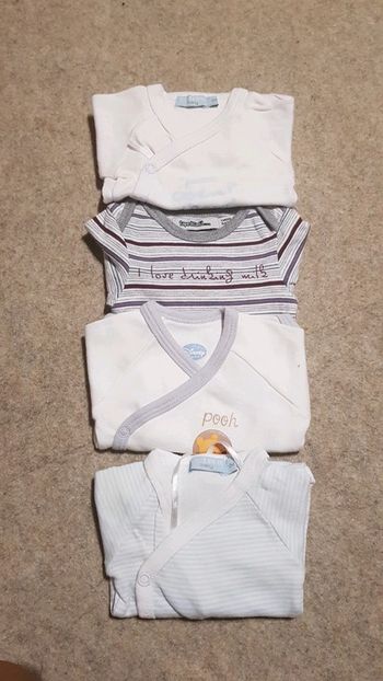 Lot de 4 bodys manches longues garçon 1mois Disney tao