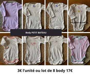 Lot de bodies Fille Petit Bateau, orchestra et du pareil au même