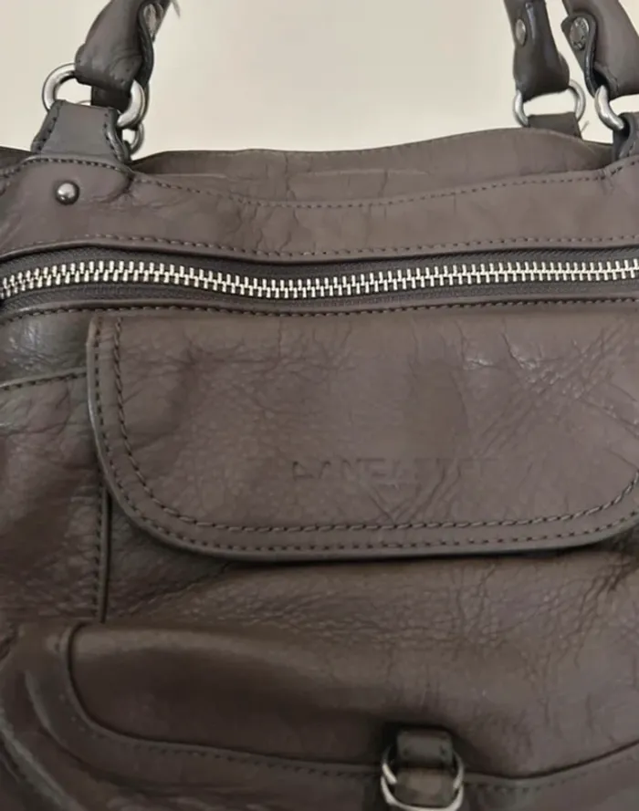 Lancaster sac bandoulière cuir gris femme soft, vintage Nova - photo numéro 4