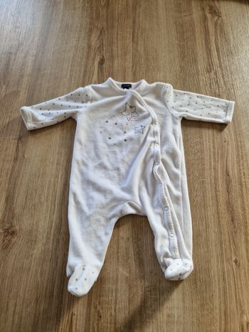 Pyjama Dors-Bien Velours Blanc Étoiles Kiabi - 3 Mois