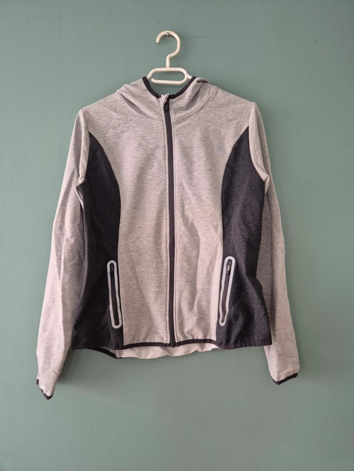 Sweat de sport à capuche, gris et noir, taille 36