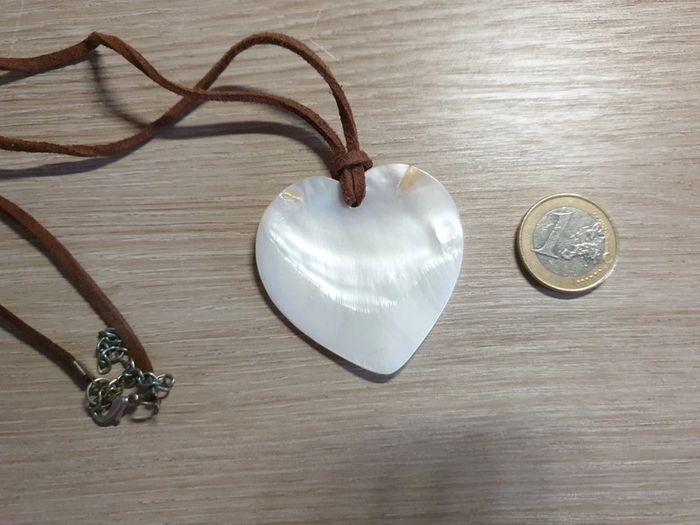 Magnifique collier cœur nacre véritable vintage - photo numéro 2