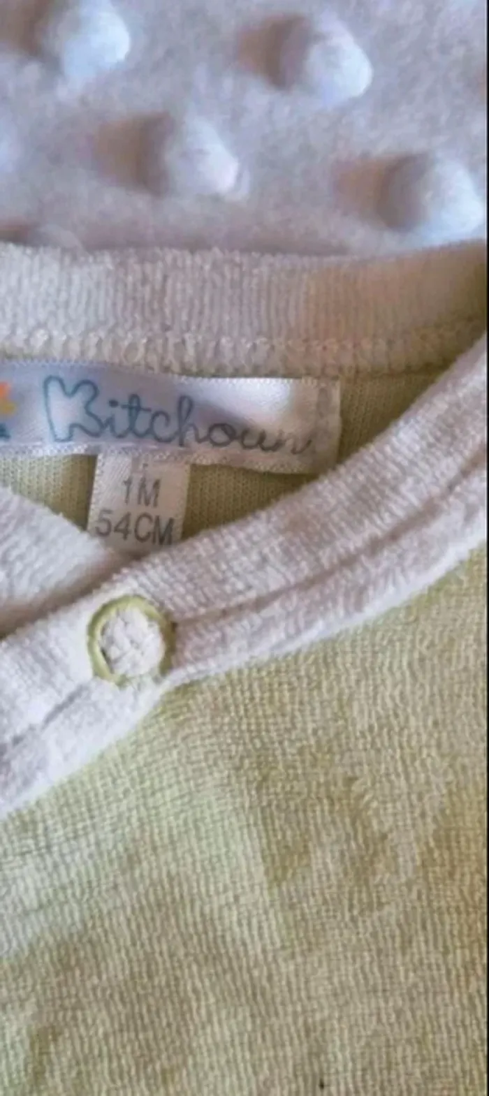 Pyjama velours  manches  longues vert 1  mois - photo numéro 3