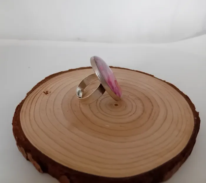 Bague fleurs séchées résine - photo numéro 4