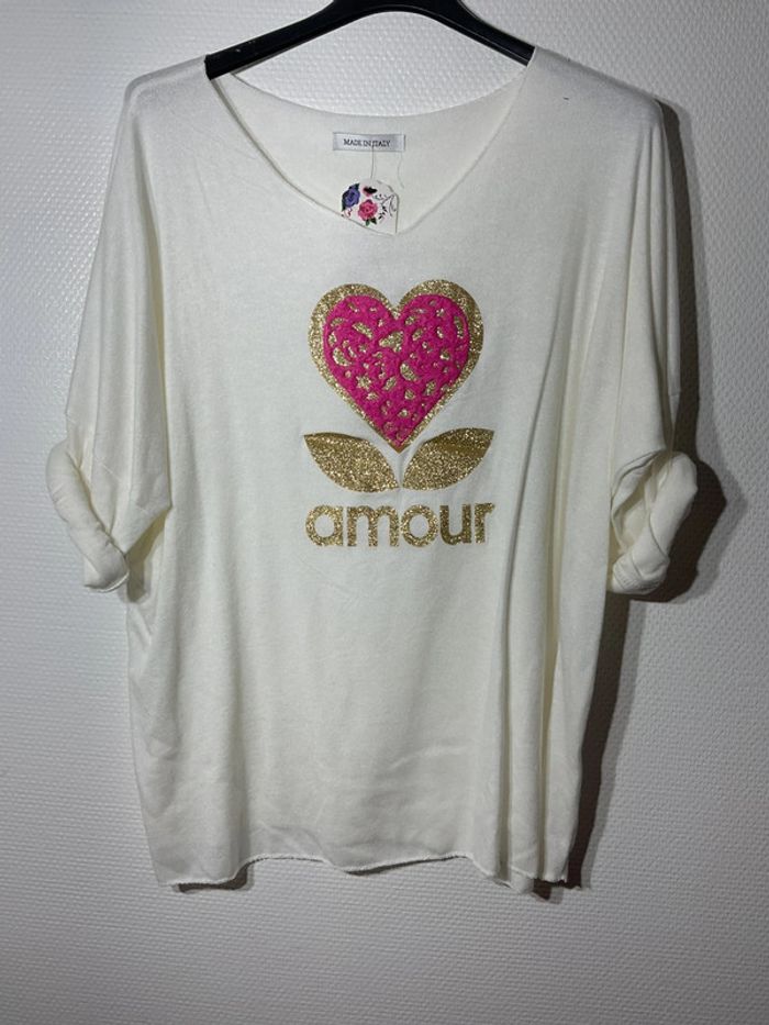 Pull « amour » femme taille unique (40-46)- just me- neuf avec étiquette