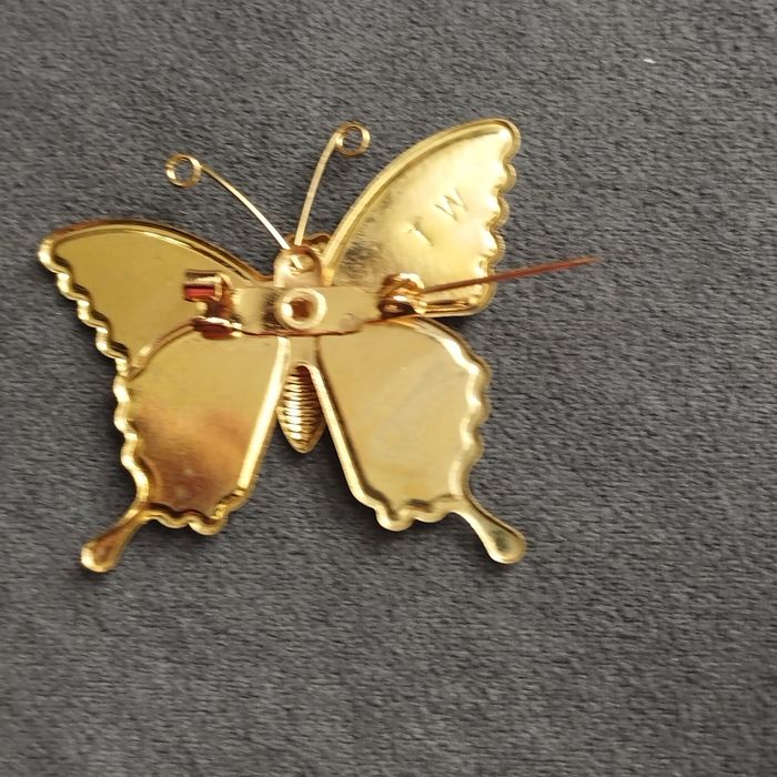 Broche papillon émaillé doré - photo numéro 5