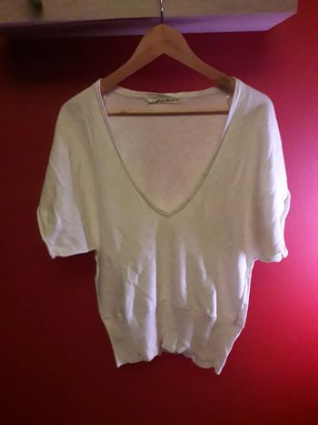 Pull manche courte blanc cache cache