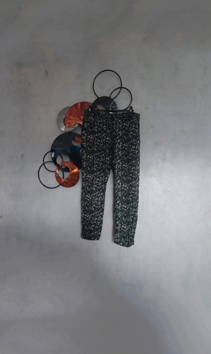 Pantalon en tissu fin souple noir et blanc Gémo
