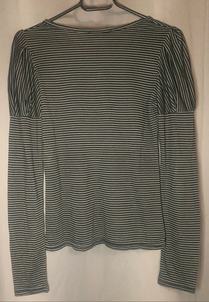 Tee-shirt rayé gris et noir »Manigance »manches longues - photo numéro 3