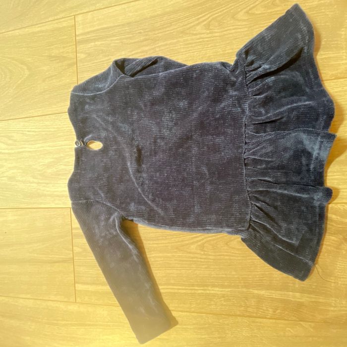 Robe neuve sans étiquette, bleu marine velours 18 mois - photo numéro 3