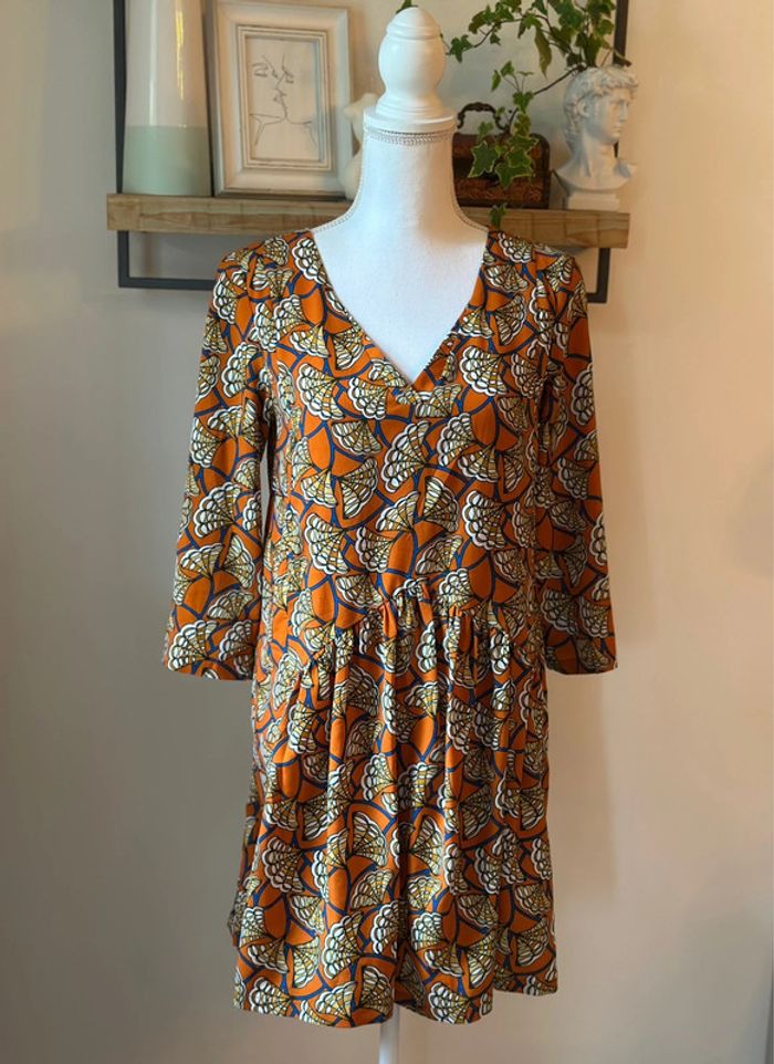Robe fluide imprimé graphique orange Orféo – Taille S - photo numéro 2