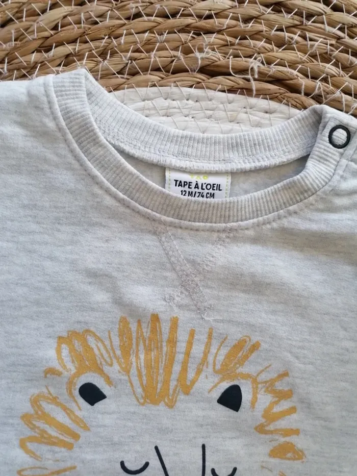 Sweat gris clair - Tape à l'oeil - 12 mois - photo numéro 2