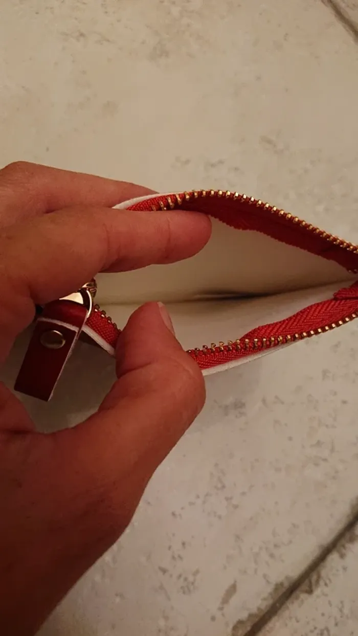 Porte-monnaie / porte-carte rouge, rose et blanc - photo numéro 3