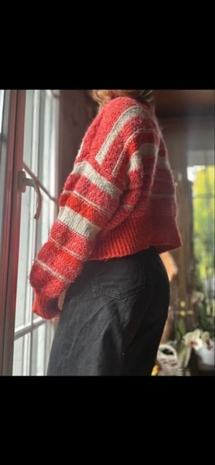 Pull rayé orange et blanc Vero Moda - photo numéro 2