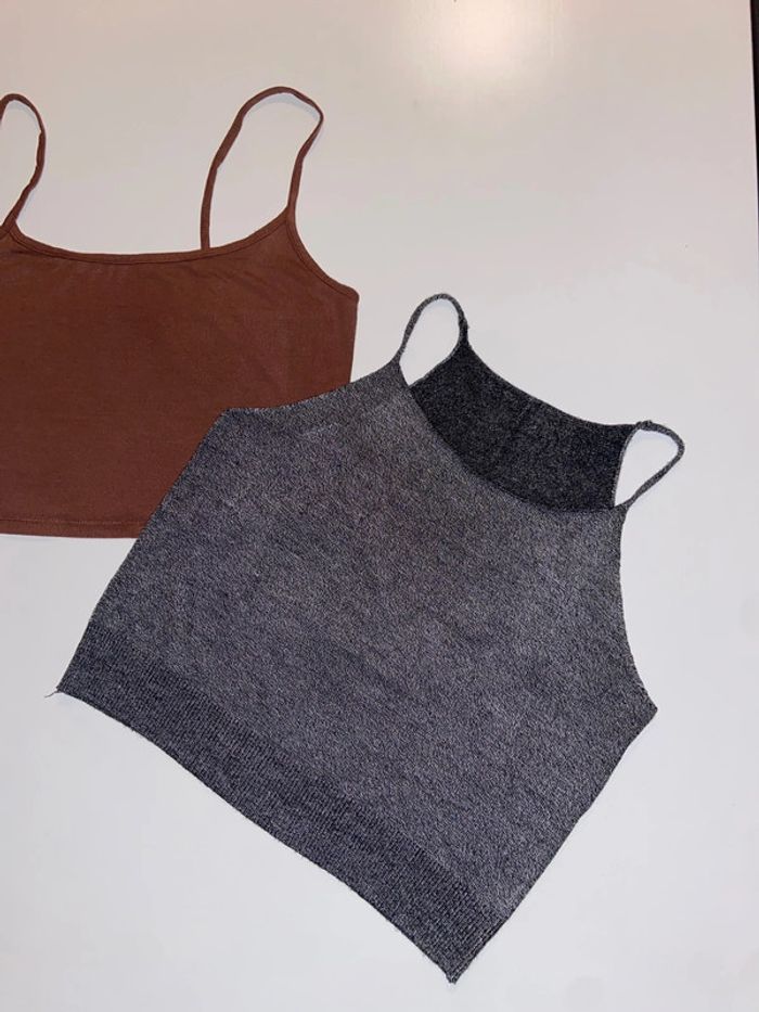 Lot 2 Crop top grey brown - photo numéro 3