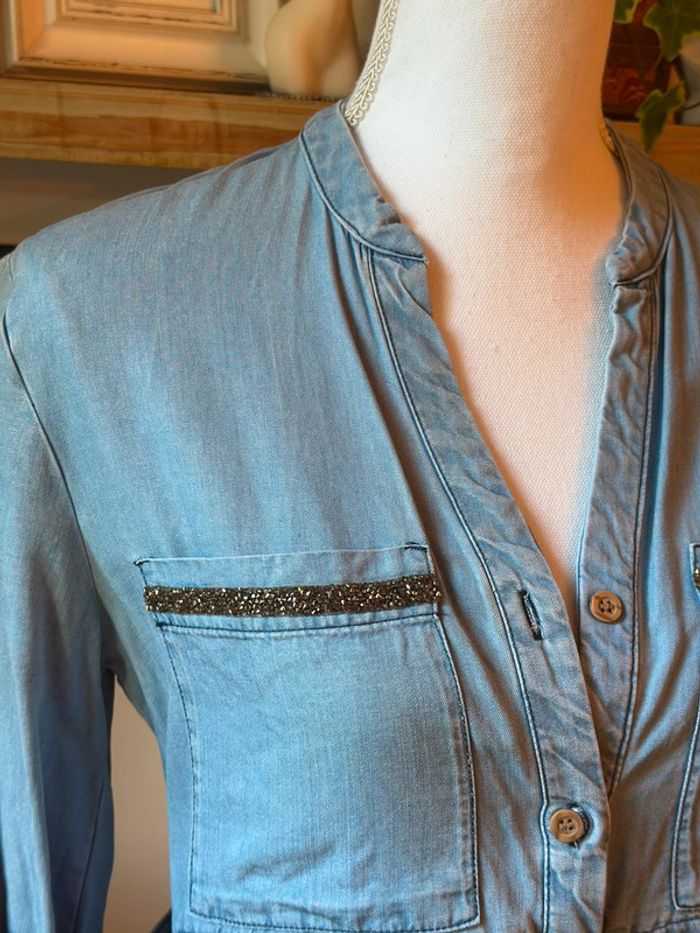 Robe bleu clair coupe midi taille XS Zara - photo numéro 5