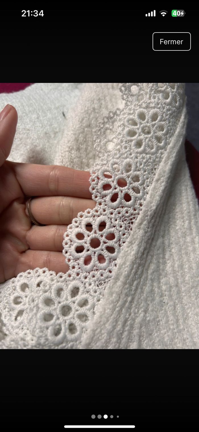 Pull blanc col en V Lilly - photo numéro 3