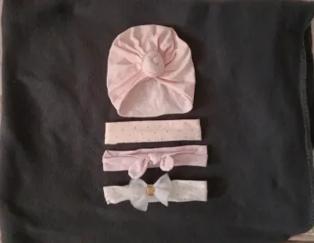 Accessoires bébé fille (1 turban + 3 bandeaux)