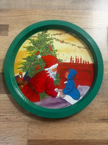 Vintage plateau en métal Noël