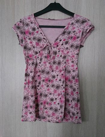 Blouse fleurie rose noir