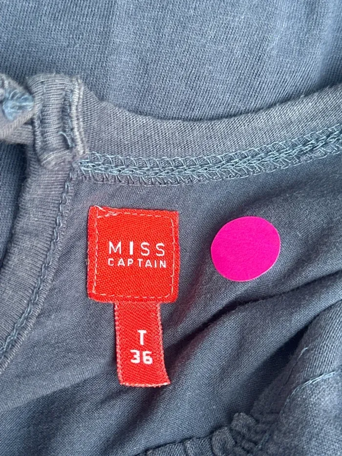 Robe manches courtes volants bleu fleurie miss Captain 36/S - photo numéro 5