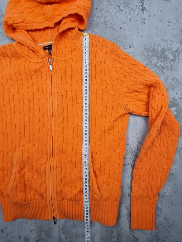 Gilet zippé torsadé orange Tommy Hilfiger – Taille L Femme (mesures en photos) - photo numéro 8