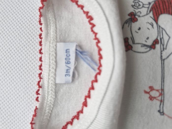 T-shirt à manches courtes fille 3 mois 60 cm Petit Bateau Blanc Rouge - photo numéro 3