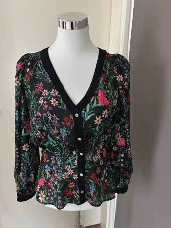 Morgan top haut blouse imprimer floral femme, taille 34