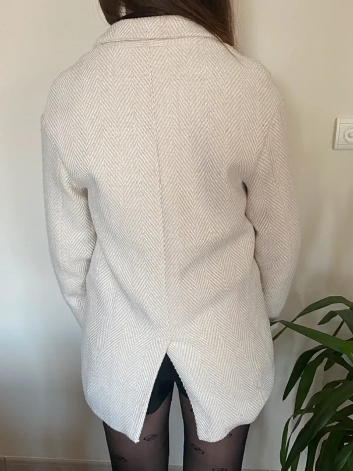 manteau long blanc et beige bershka taille Xs - photo numéro 2
