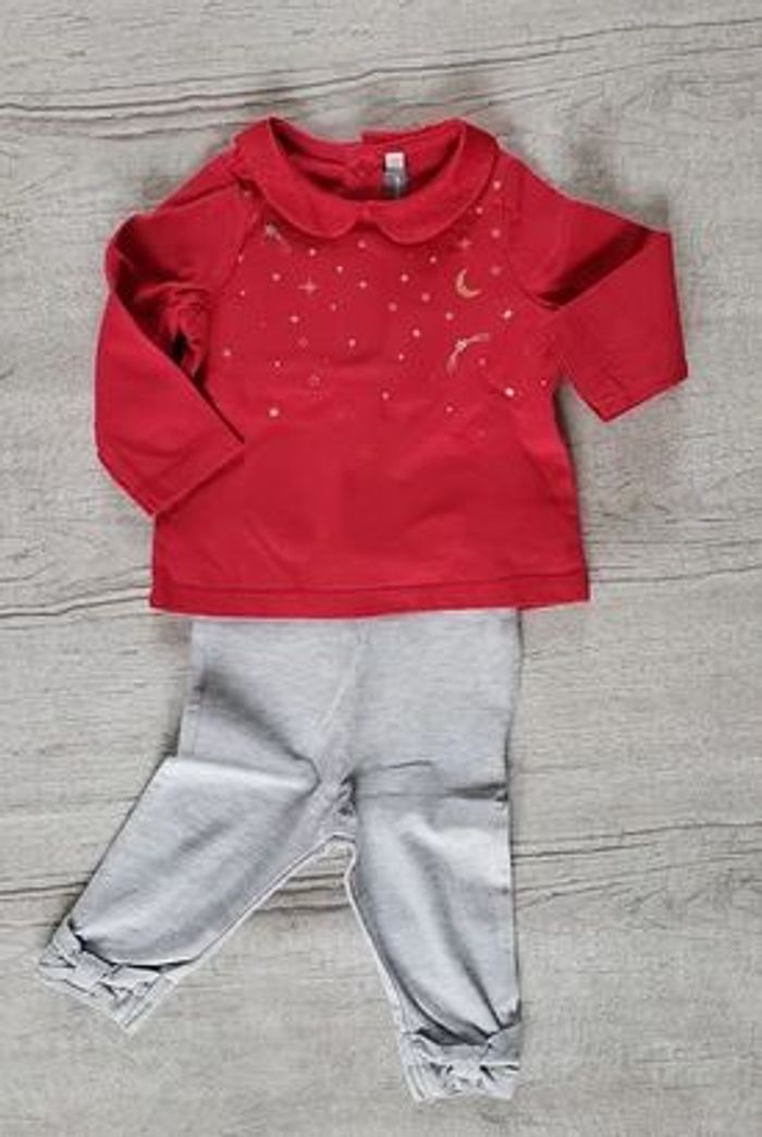 Ensemble fille 6 mois rouge et gris clair Sergent Major