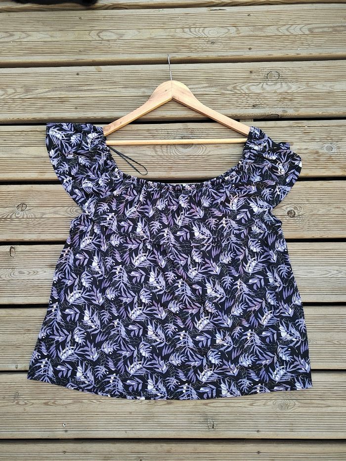 Top épaules dénudées femme – Taille XL – Très Bon État – Motif tropical - photo numéro 5