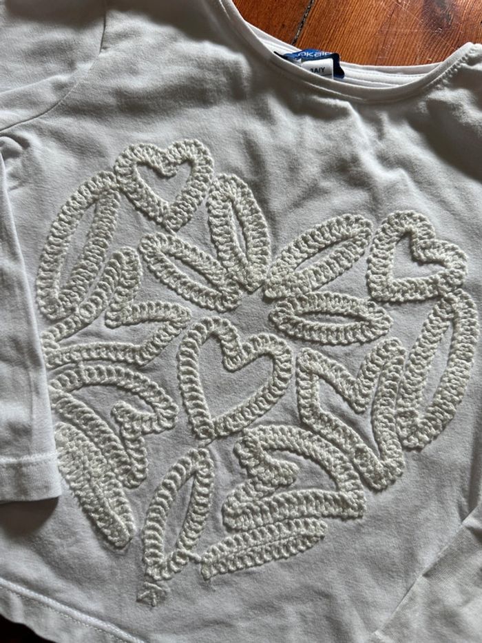 TEE shirt cœur blanc obaibi 3a - photo numéro 2