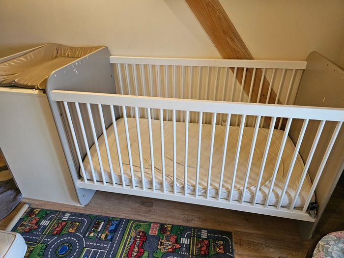 Lit évolutif enfant blanc et lin - photo numéro 2