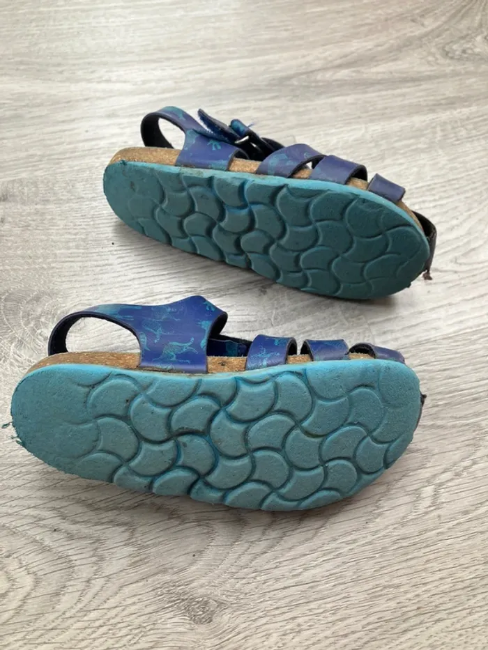 Paire de chaussures type sandales bleues dinosaures - Kickers - 27 - photo numéro 2